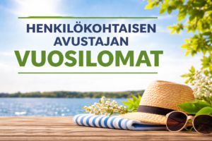 Kuvassa teksti Henkilökohtaisen avustajan vuosilomat ja taustalla kuva kesäisestä laiturista